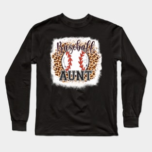 Baseball Aunt Leopard Bleached Womens Baseball Mothers Day Long Sleeve T-Shirt